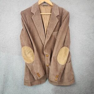 Vtg Jaguar 4/40 Blazer Mens Size 40L Tan Corduroy  Sports Coat 2 Button